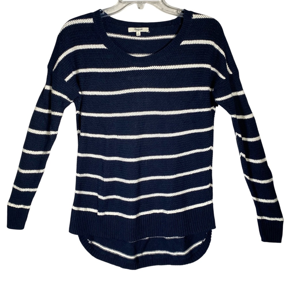 Madewell Striped Sweater Cotton Blend‎ Relaxed Fit Blue White Small